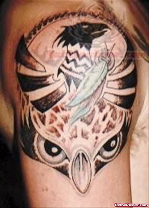 Owl Face Native American Tattoo