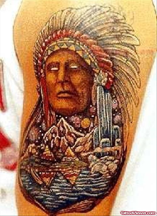 White Eyes Face Native American Tattoo