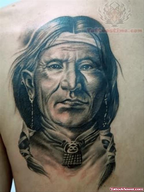 Native American Tattoo On Back Shoulder