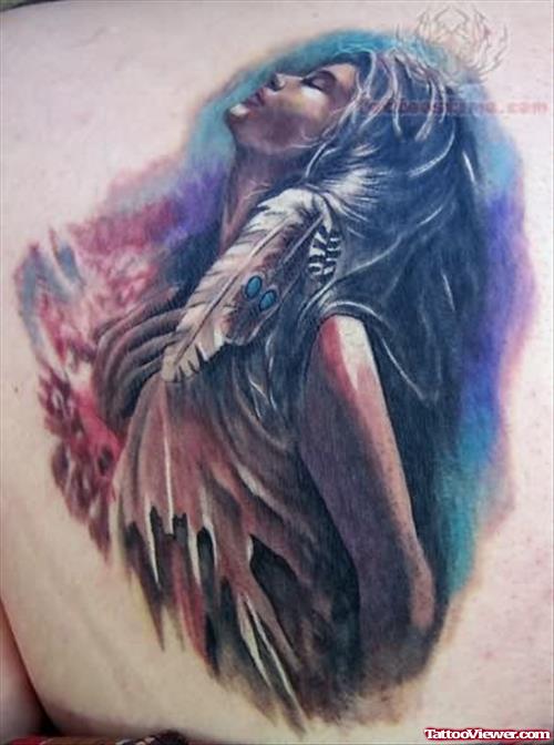 Native Girl Portrait Tattoo