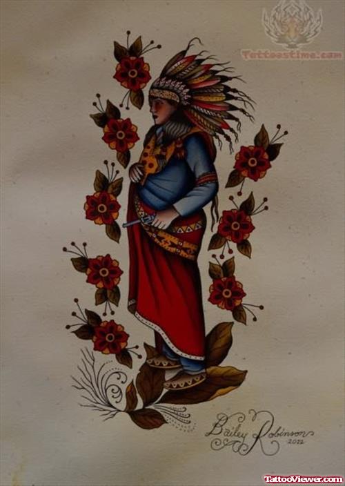 Beautiful Design For Native American Tattoo