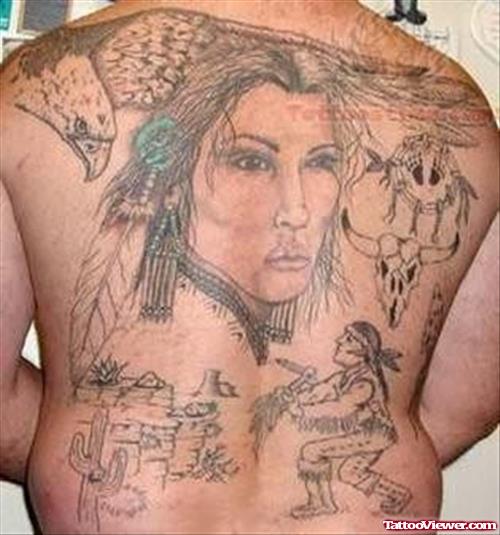 Awesome Native American Tattoo On Back