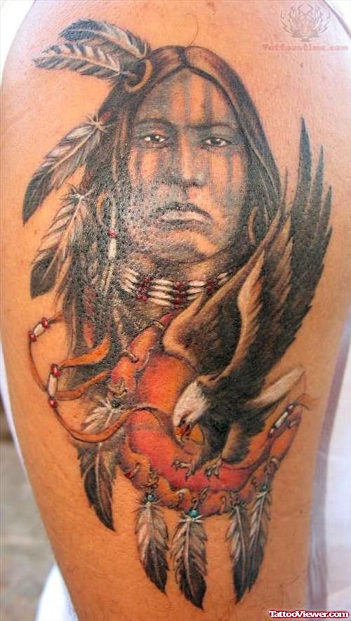 Amrican Native Tattoo On Shoulder