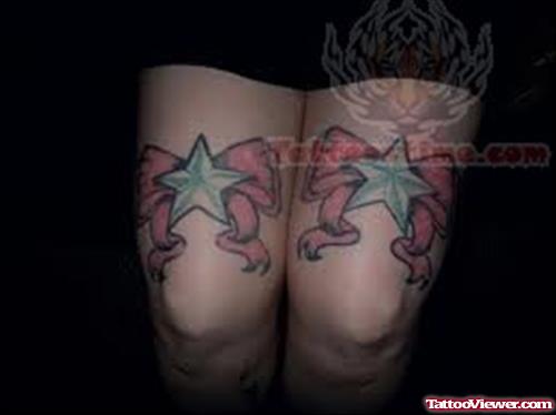 Nautical Stars Tattoos On Legs