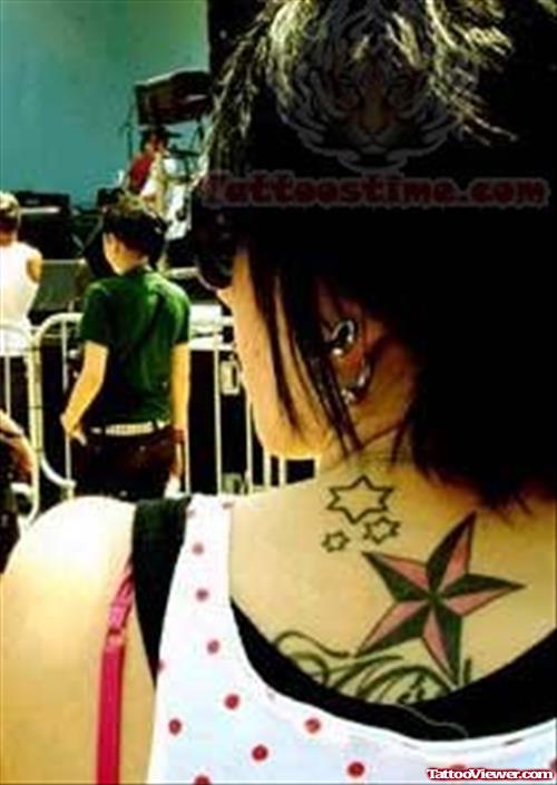 Nautical Upper Back Star Tattoo