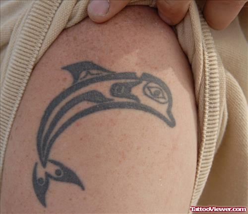 Nautical Fish Tattoo On Bicep