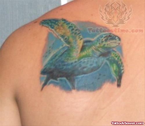 Nautical Sea Tattoo On Back Shoulder