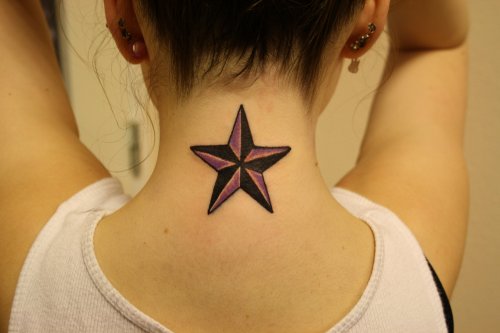 Nautical Star Tattoo On Nape