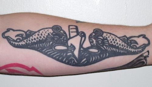 Dark Ink Navy Tattoo On Sleeve