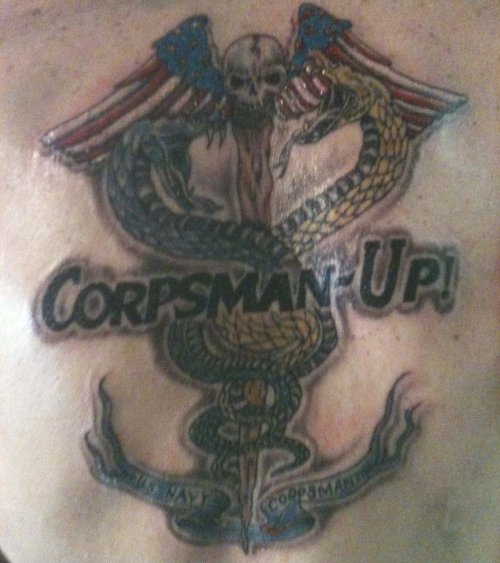 Corpsman Up Navy Tattoo On Back