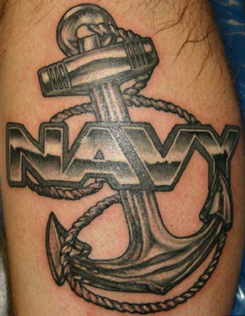 Anchor Navy Tattoo On Bicep