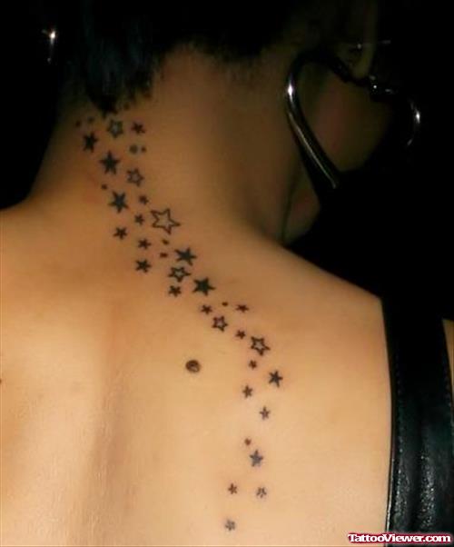 Stars Back Neck Tattoo On Rihanna