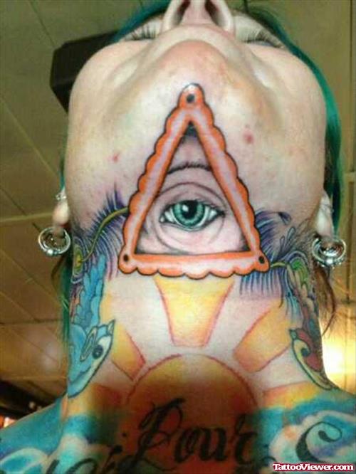 Triangle Eye Neck Tattoo