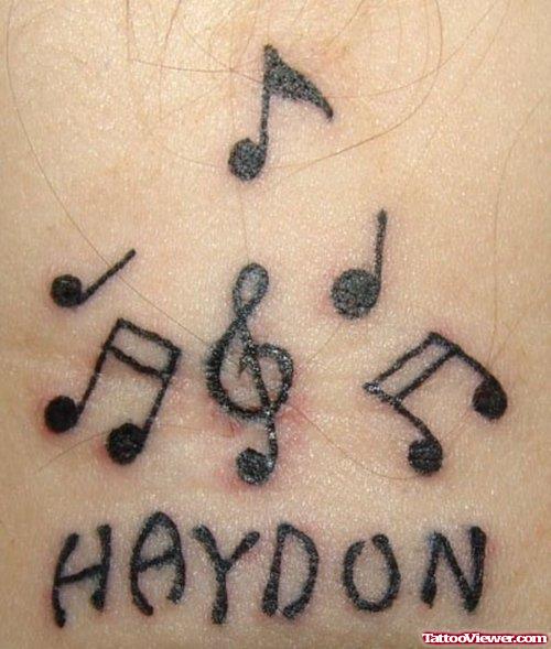 Haydon Music Notes Neck Tattoo