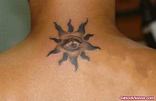 Tribal Eye Neck Tattoo