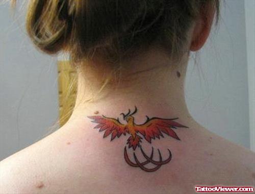Phoenix Neck Tattoo For Girls
