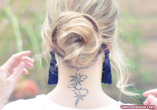 Floral Back Neck Tattoo