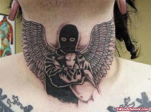 Angel Winged Man And Goat Neck Tattoo