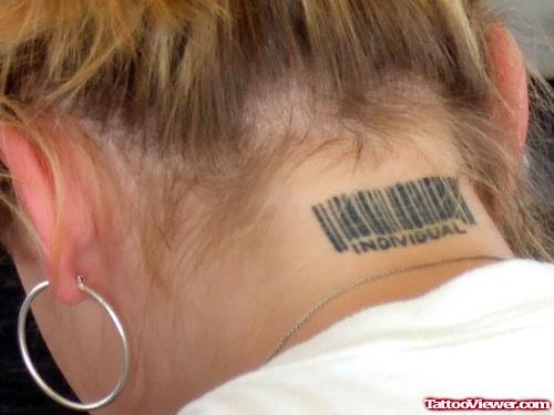 Beautiful Barcode Back Neck Tattoo