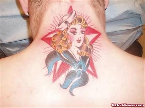 Beautiful Girl Neck Tattoo