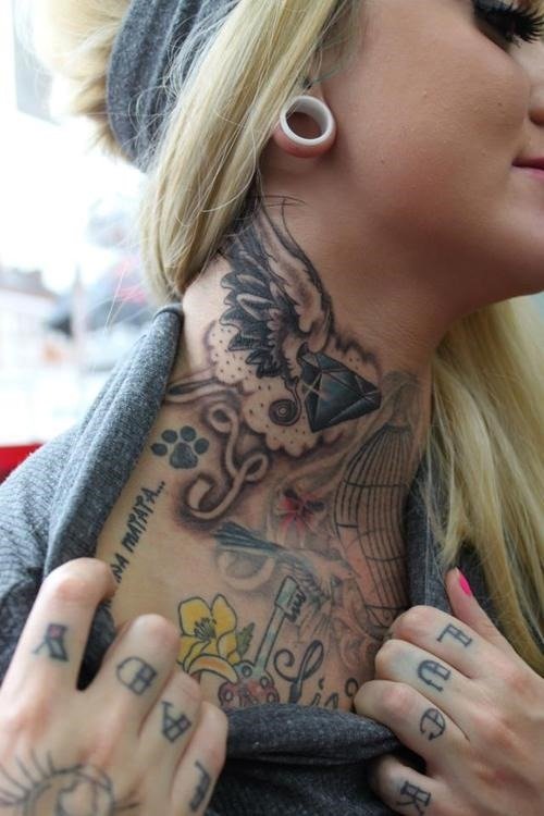 Cool Side Neck Tattoo For Girls