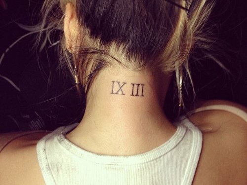 Awesome Roman Numerals Neck Tattoo