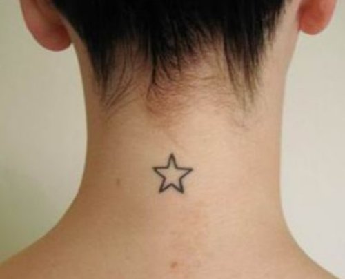 Star Tattoo On Back Neck