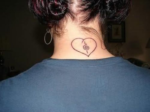 Heart Back Neck Tattoo