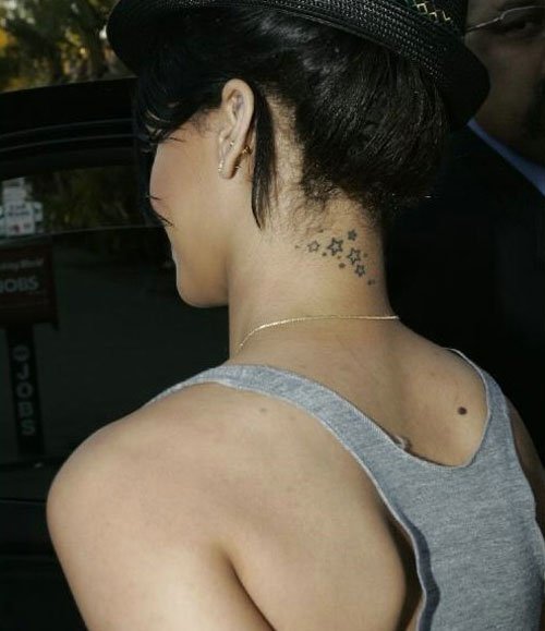 Rihanna Stars Neck Tattoo