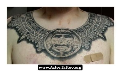 Grey Ink Aztec Necklace Tattoo