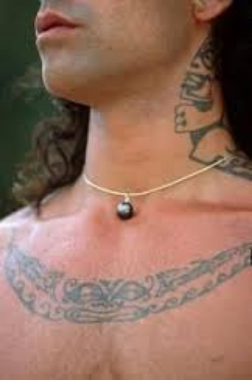 Black Tribal Necklace Tattoo For Men