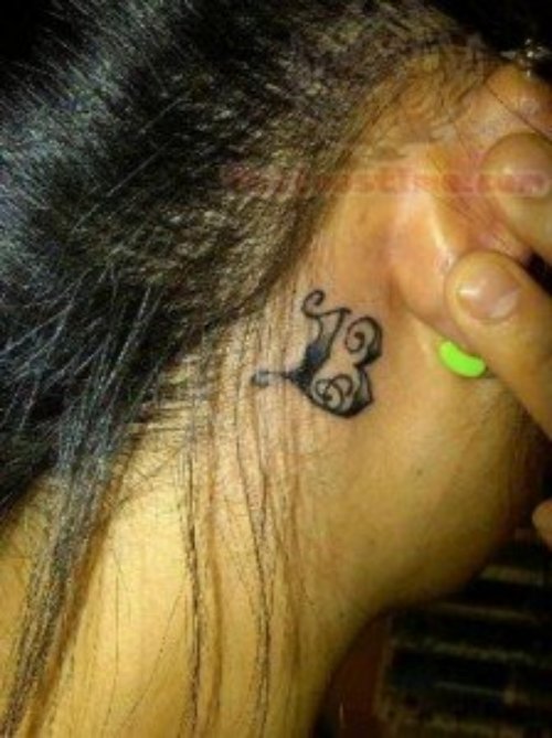 Number Tattoo Behind Ear