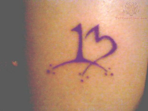 Purple Ink Number 13 Tattoo