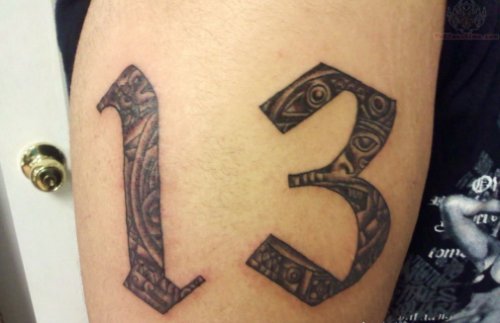 Number 13 Bold Tattoo