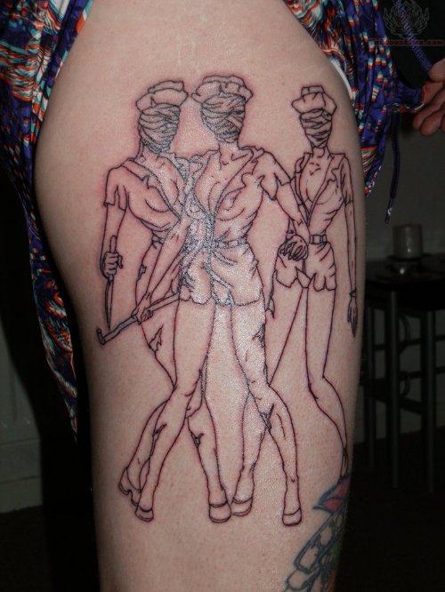 Zombie Nurse Tattoos On Leg