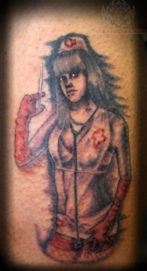 Nurse And Syringe Tattoos