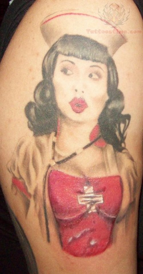 Red Dress Nurse Tattoo