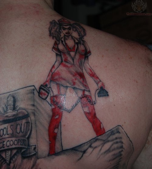 Back Shoulder Nurse With Iron Tattoo
