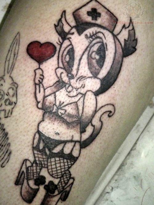 Bunny With Heart Tattoo