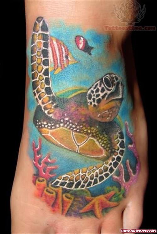 Turtle in Ocean Tattoo