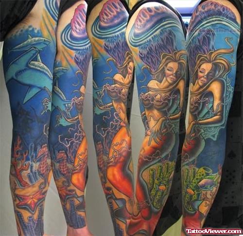 Mermaid Ocean Tattoo For Arm
