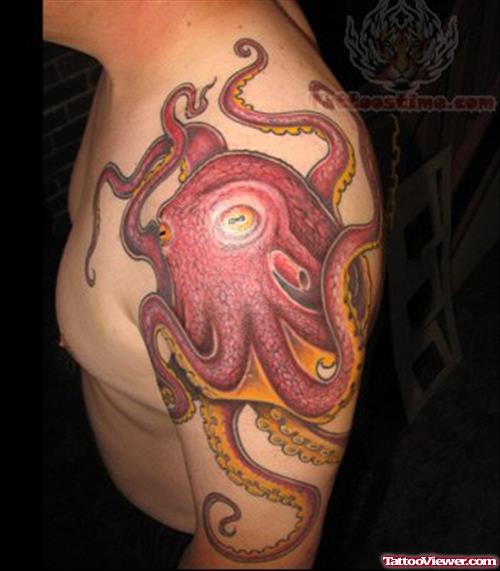 Red Ink Octopus Tattoo