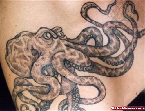 Grey Ink Octopus Tattoo