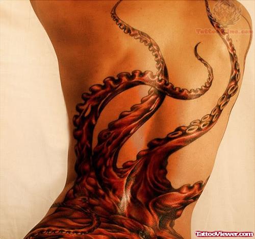 Octopus Full Back Body Tattoo