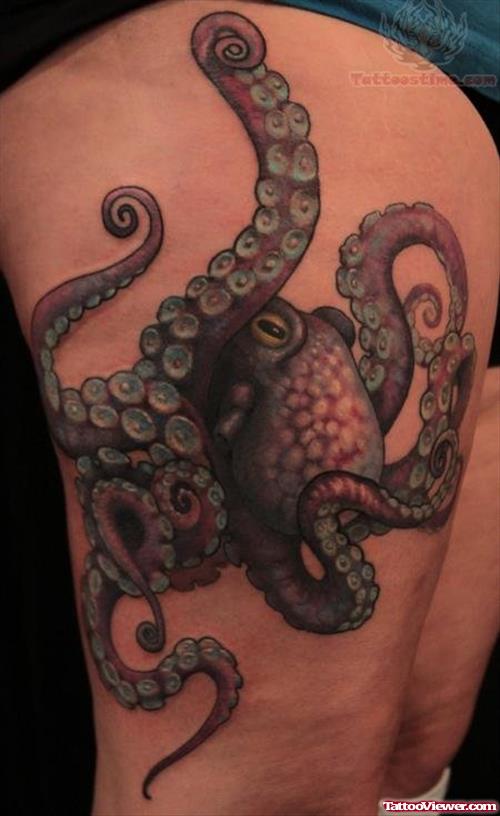 Octopus Tattoo On Thigh For Men