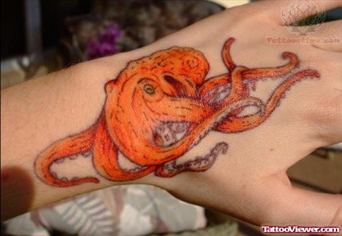 Beautiful Octopus Tattoo On Hand