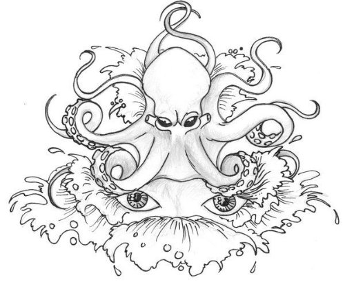 Octopus And Octopus Eyes Tattoo Design