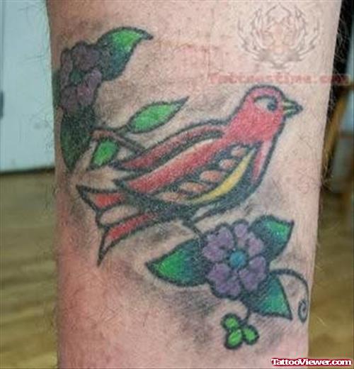 Graceful Old School Bird Tattoo
