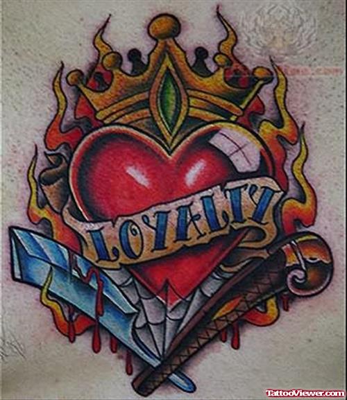 Color Heart Crown Tattoo