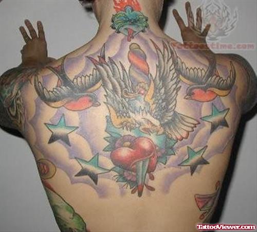 New School Tattoo On Back